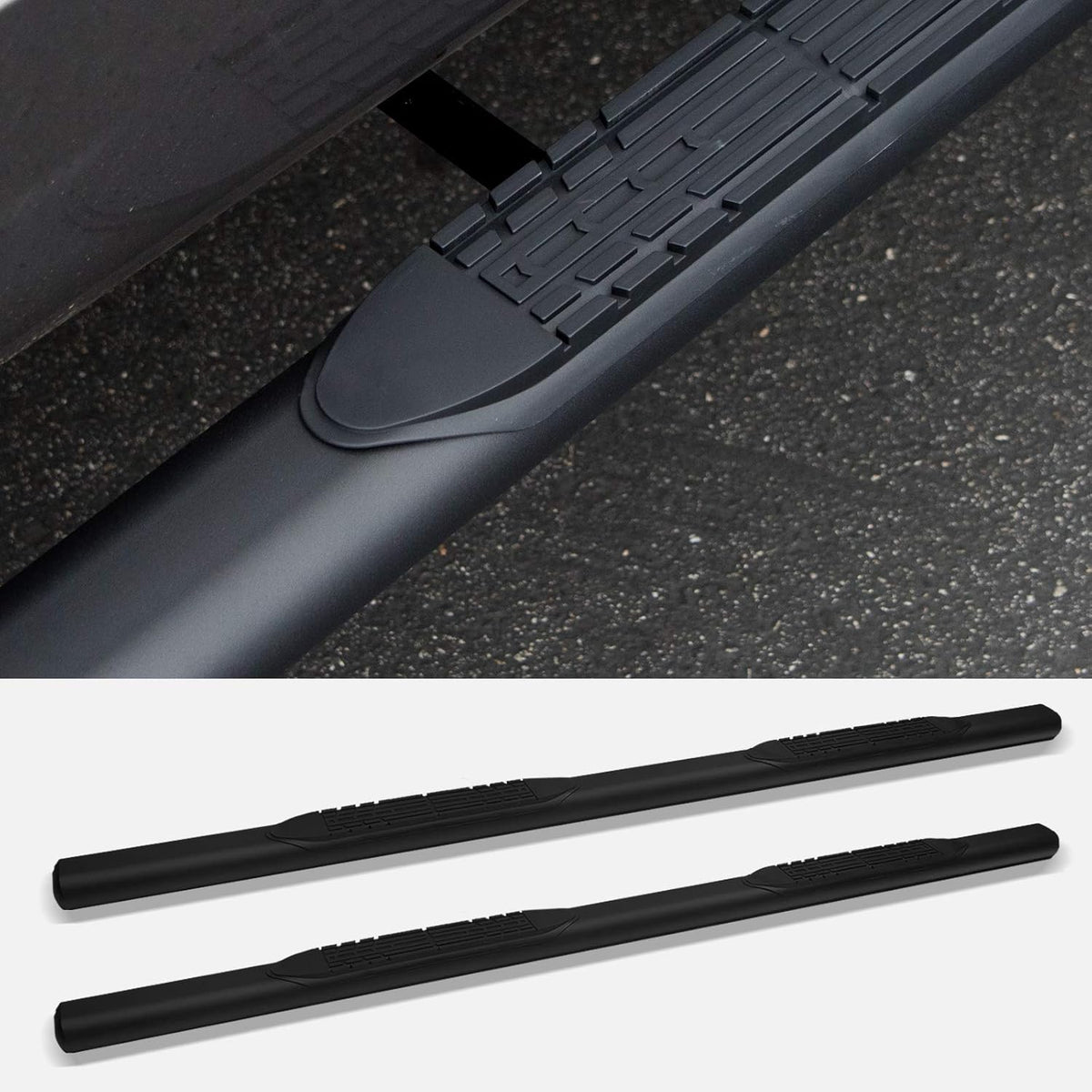 4 Oval Side Step Nerf Bars Matte Black A6834