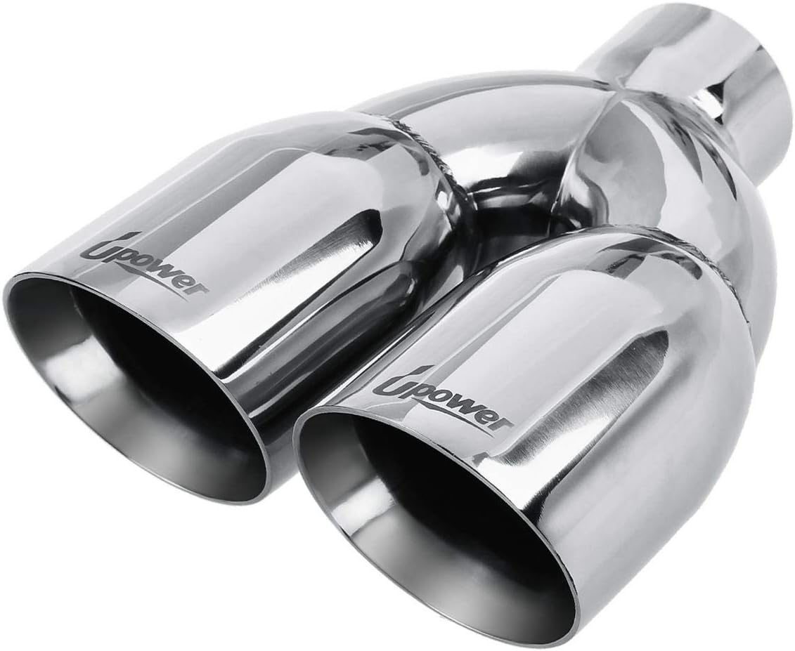 Dual Exhaust Tip 2.5" to 3.5" Polished Stainless Steel Double Wall Slant Edge Pack of 2 A808531