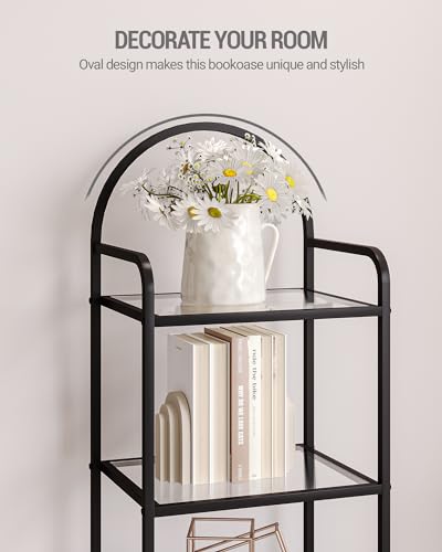 6 Tier Tempered Glass Steel Frame Bookcase X161626