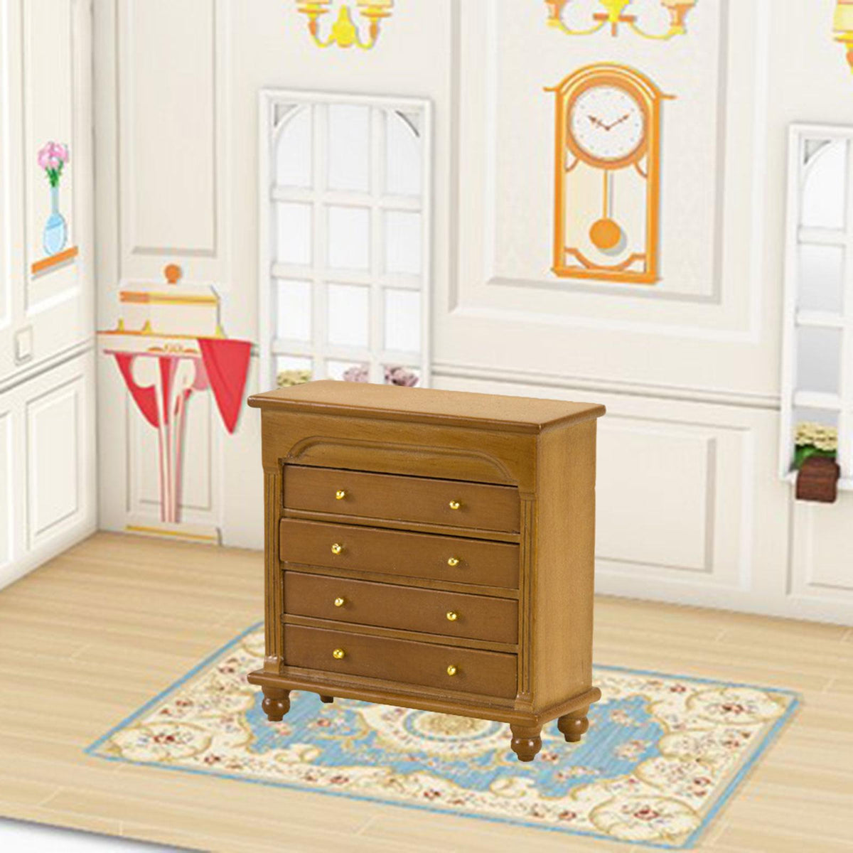 1/12 Scale Dollhouse Sideboard Miniature Cabinet Simulation Furniture Model walnut color V327