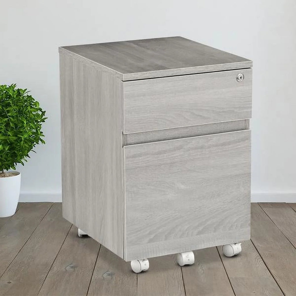 Grey Two Drawer Vertical Filing Cabinet with Lock W40589