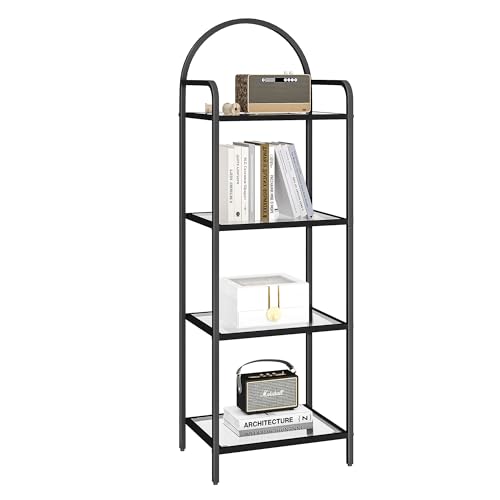 6 Tier Tempered Glass Steel Frame Bookcase X161626