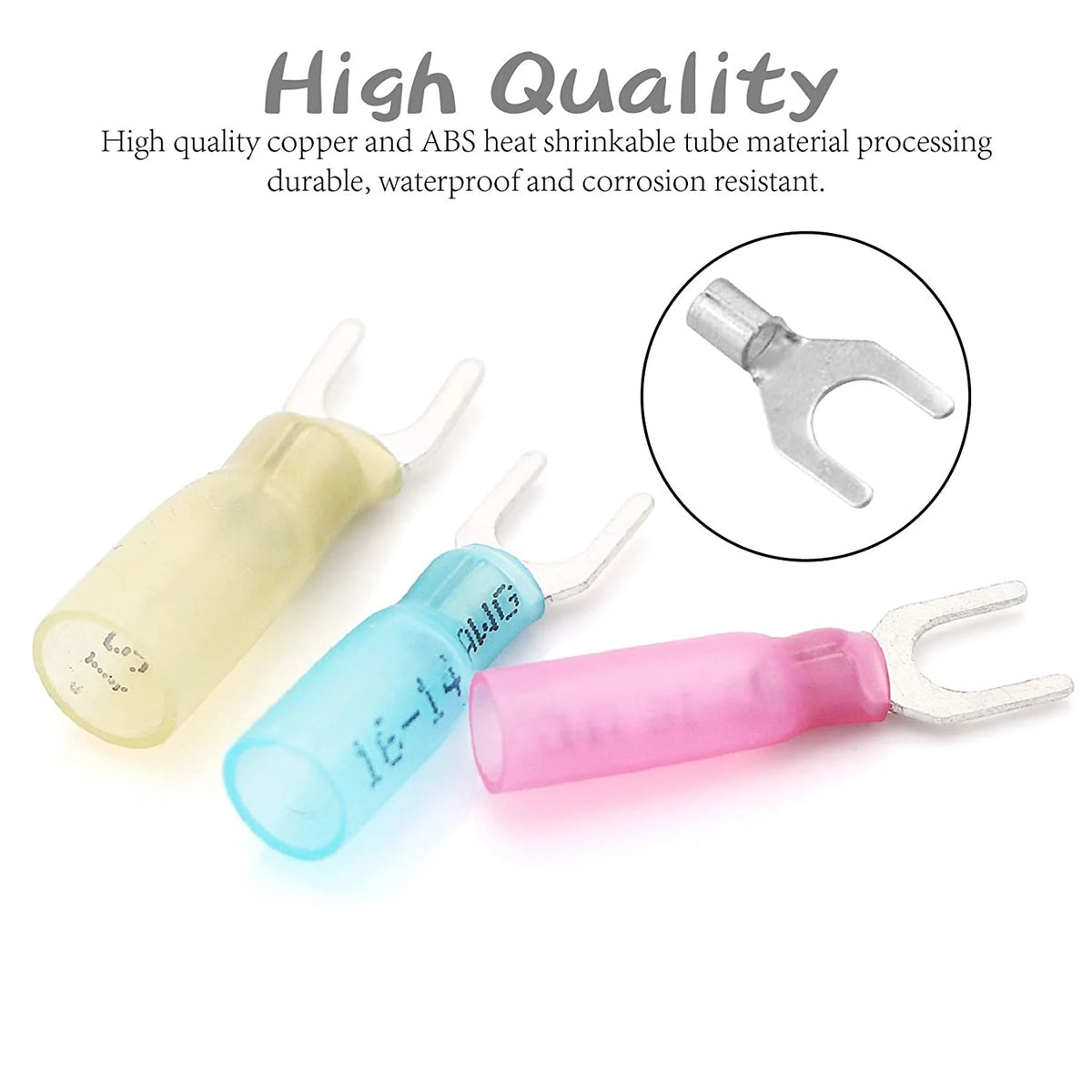 100 PCS Insulated Heat Shrink Fork Terminals V6469