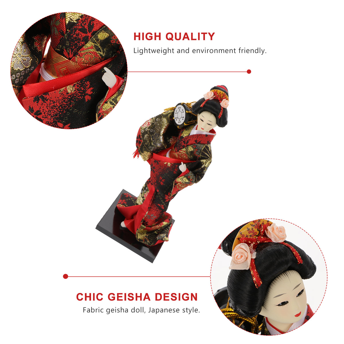 2 Pc Silk Geisha Dolls Japanese Folk Crafts Y589