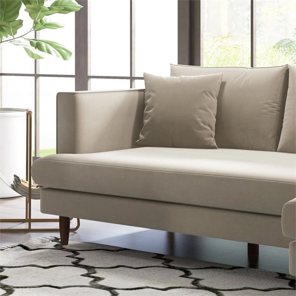 Beige Velvet L-Shaped Sectional G862