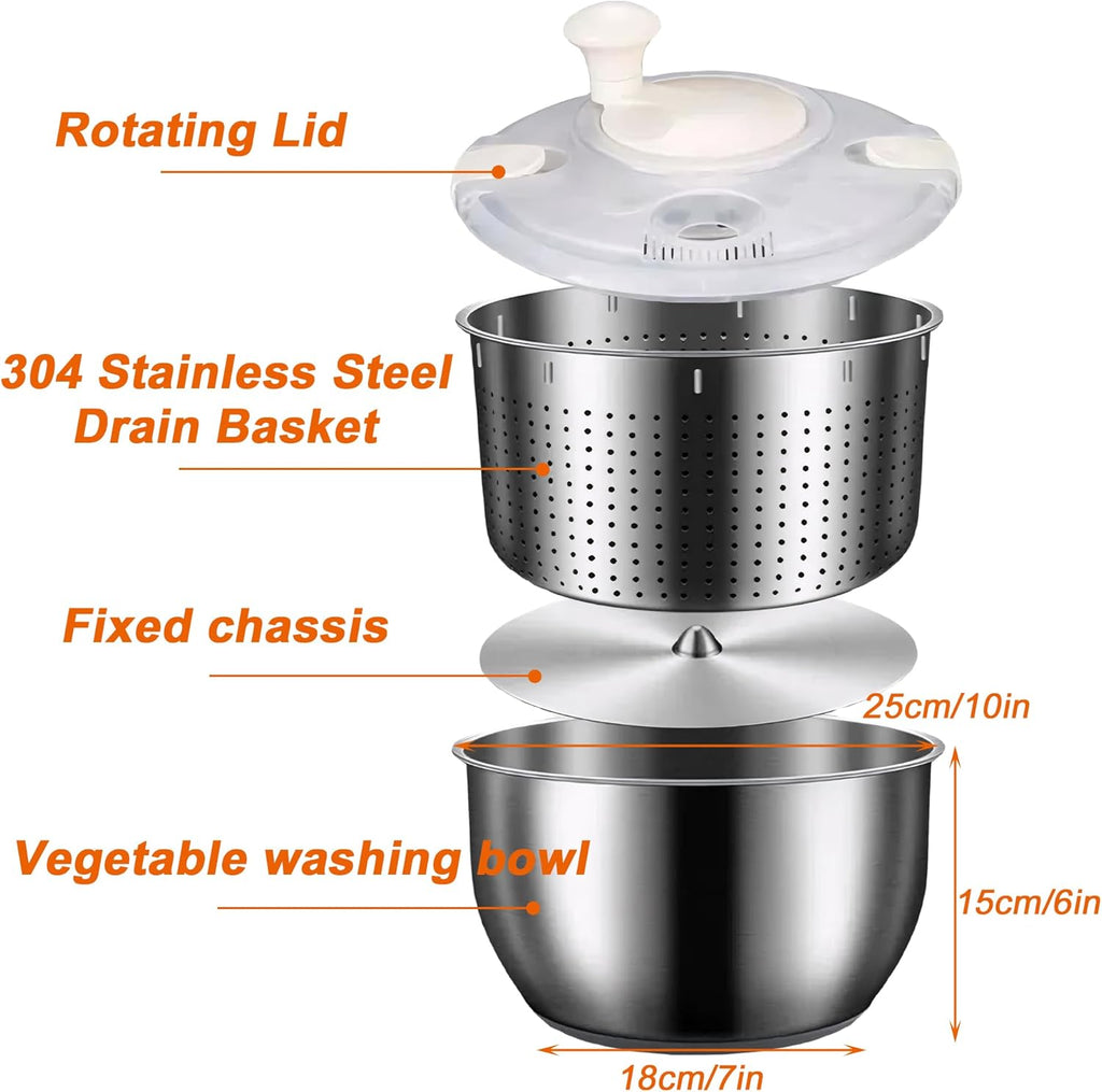 6L Stainless Steel Salad Spinner C213