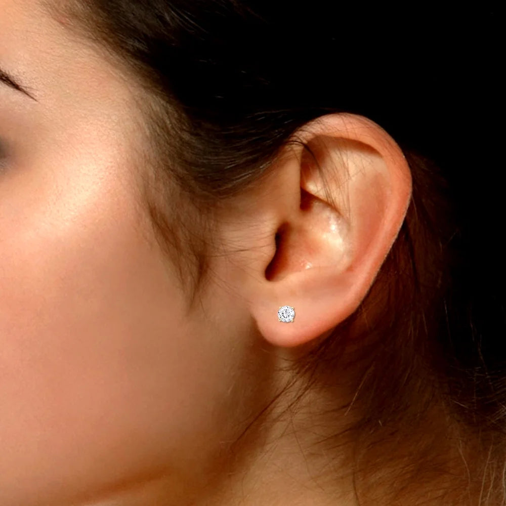 4.5MM Round Cut Lab Created Moissanite Screw Back Stud Earrings In 18K Yellow Gold Over Sterling Silver R5717