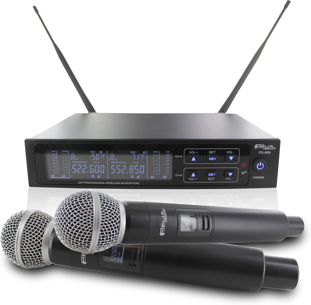 Dual UHF Dynamic Wireless Microphone System with 2 Handheld Microphone C94914