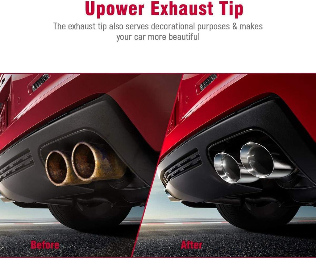 Dual Exhaust Tip 2.5" to 3.5" Polished Stainless Steel Double Wall Slant Edge Pack of 2 A808531