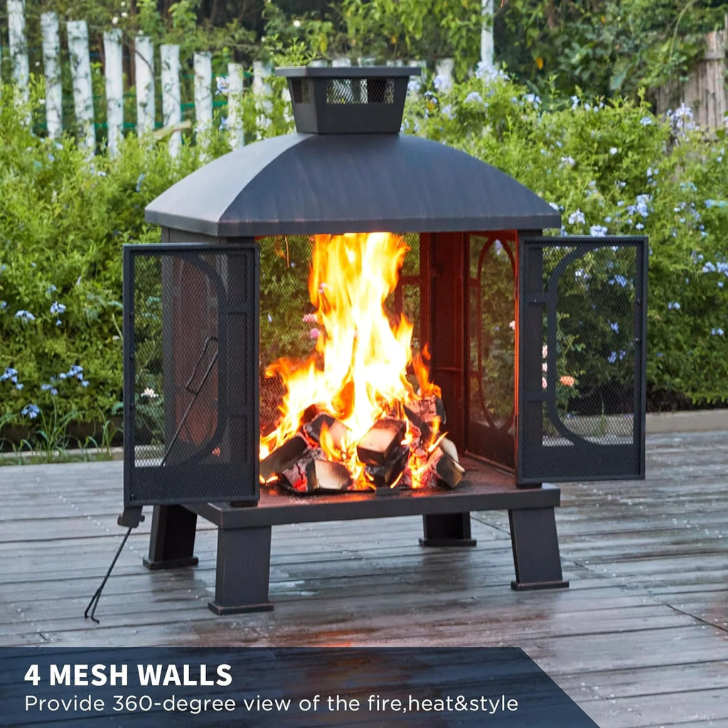 45 Inch Wood Burning Fire Pit with Grill Grate U3187