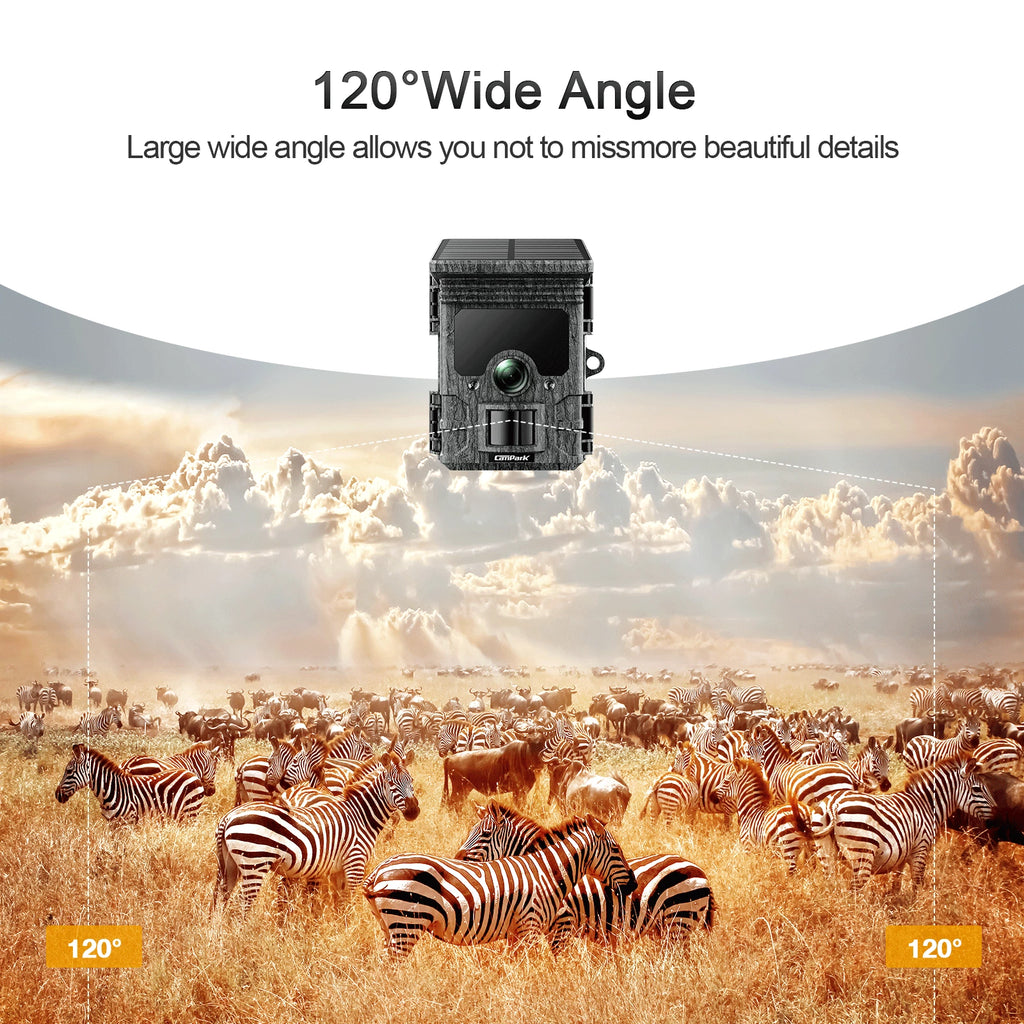 Solar Powered Trail Camera with SD Card Rechargeable 4400mAh 4K 48MP WiFi Night Vision Waterproof IP66 M835