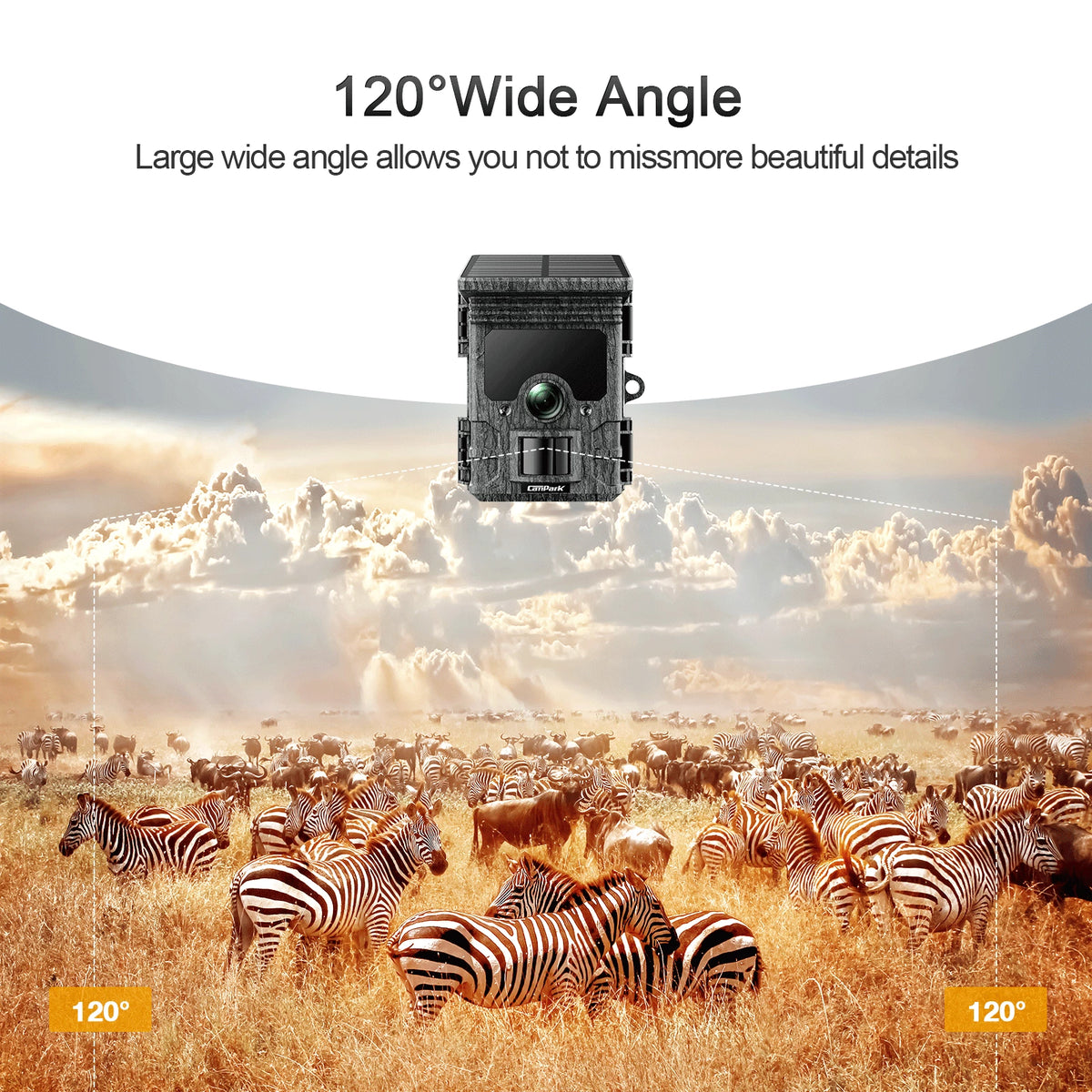 Solar Powered Trail Camera with SD Card Rechargeable 4400mAh 4K 48MP WiFi Night Vision Waterproof IP66 M835