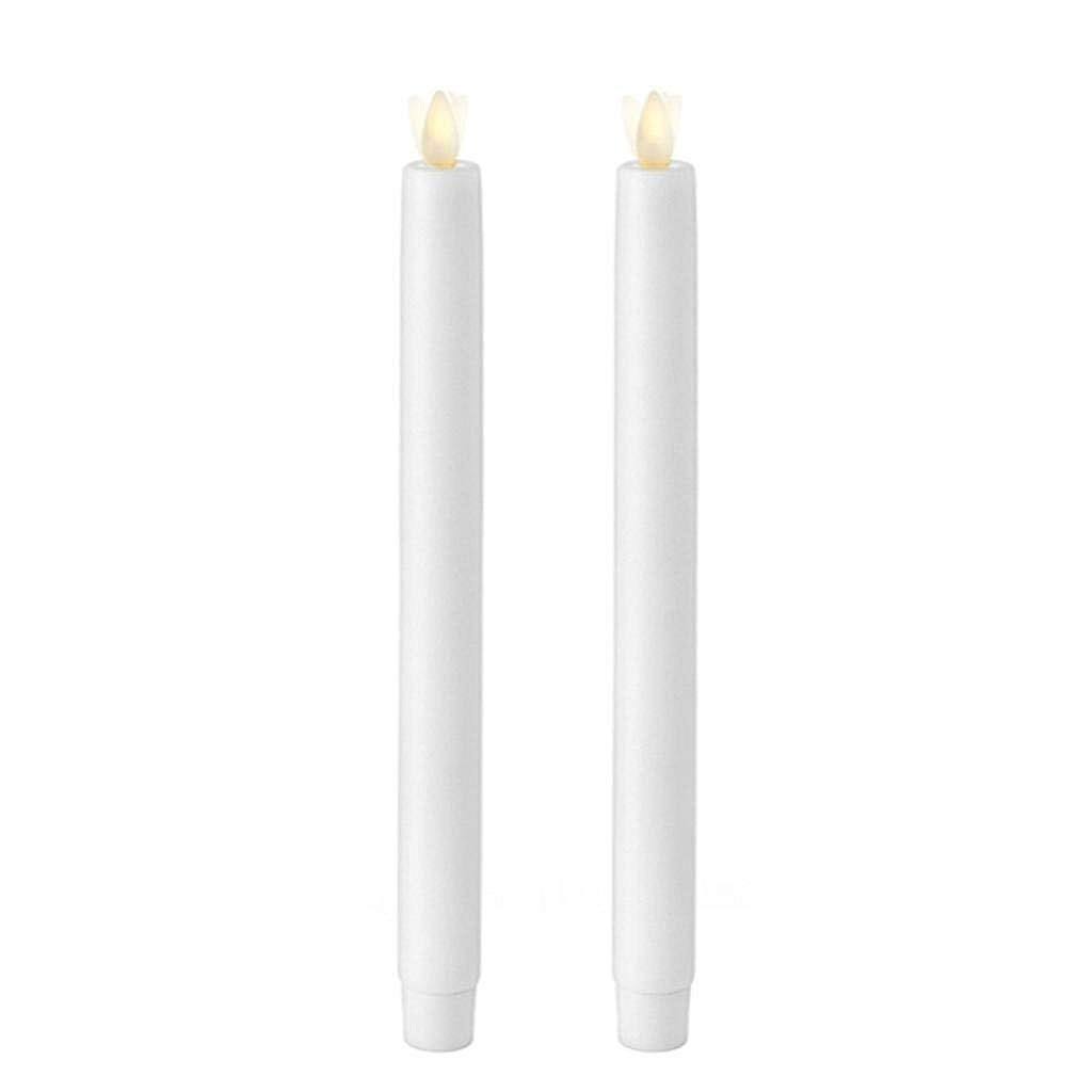 10x22 Moving Flame White Unscented Taper Candle Set of 2 B62782