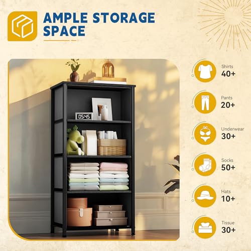 4 Drawer Fabric Dresser with Wooden Top A427