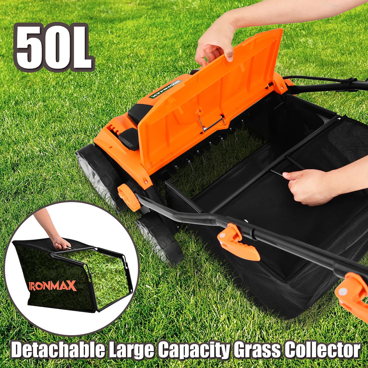 13Amp Corded Electric Lawn Dethatcher with 50L Collection Bag Q994