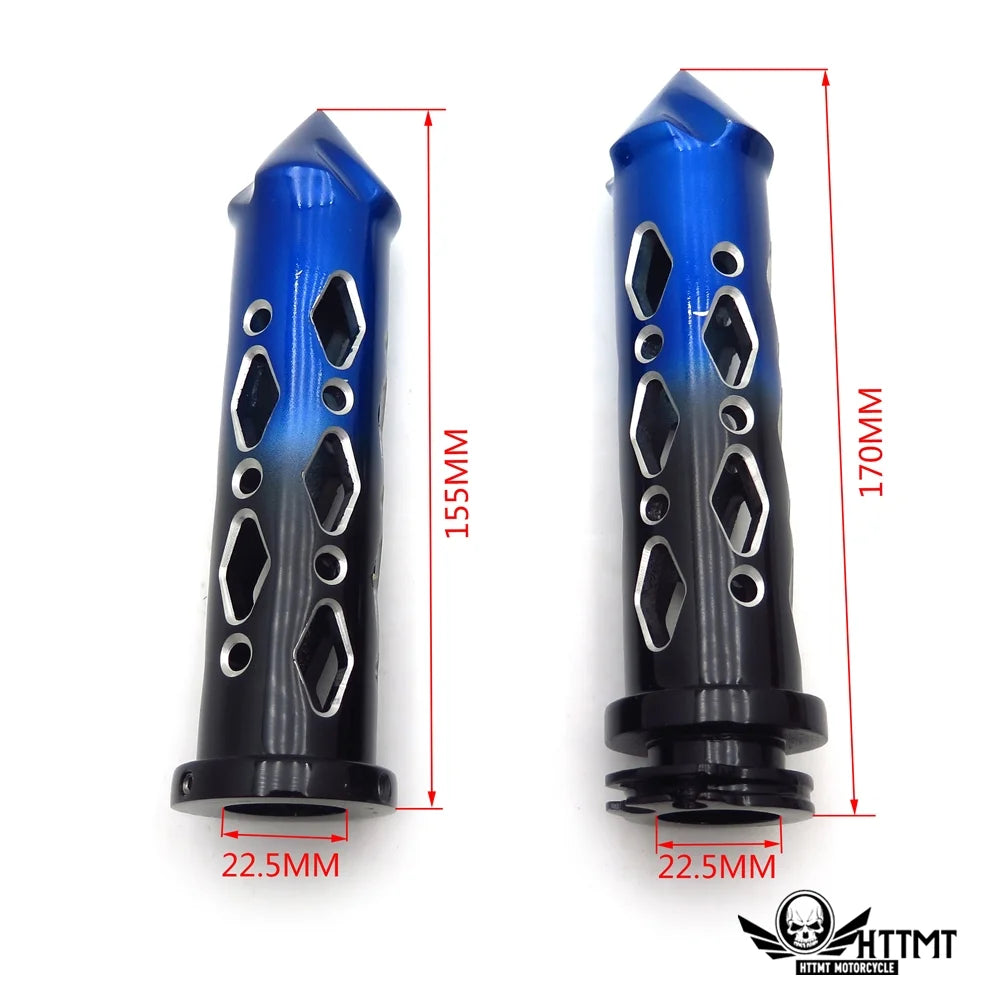 Black Blue Cruiser Motorcycle 22mm 7/8" Spike Hole Hollow-out Hand Grips Handlebar Q1310