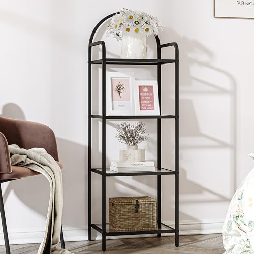 6 Tier Tempered Glass Steel Frame Bookcase X161626