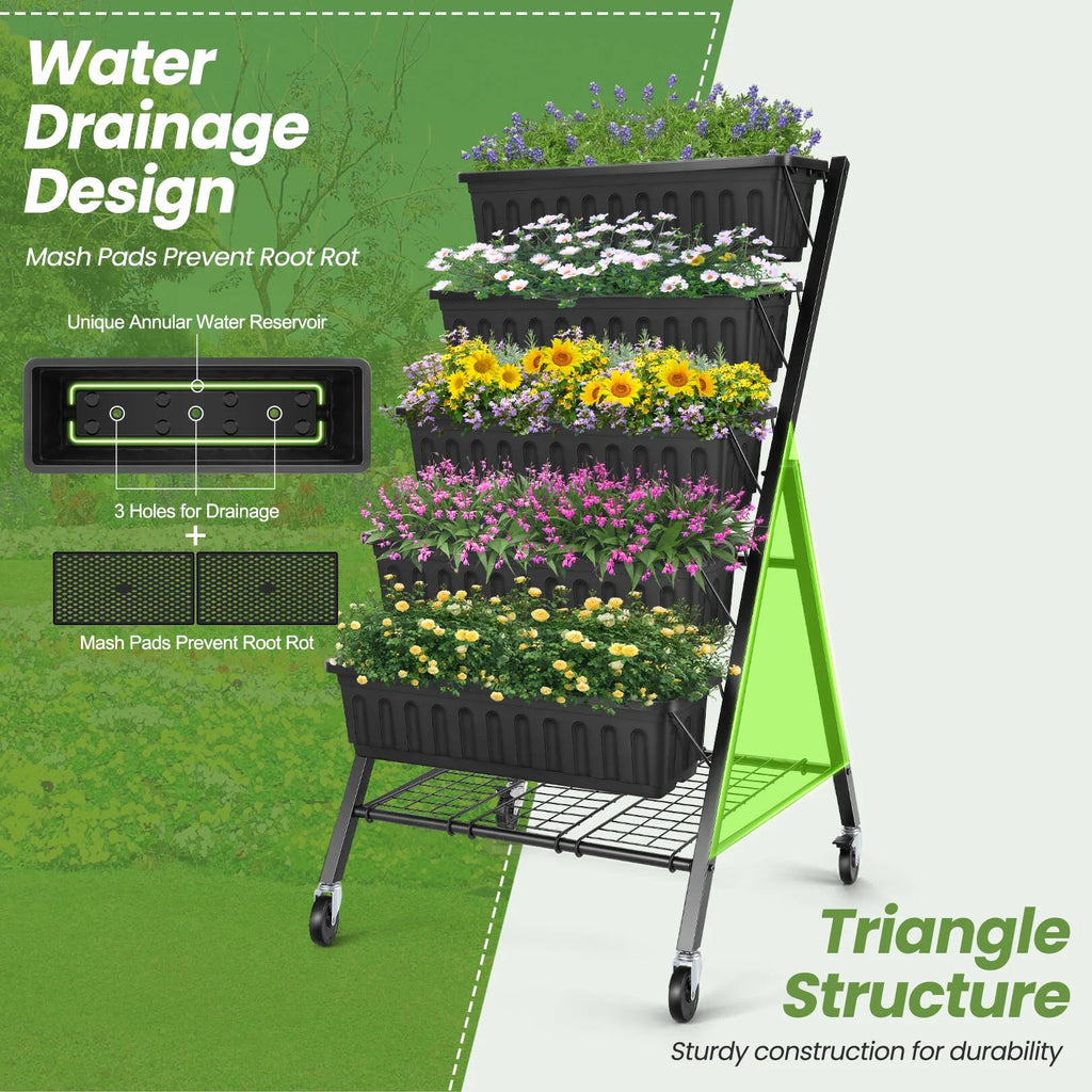 4 ft 5-Tier Raised Garden Bed Planter with Storage Shelf O855