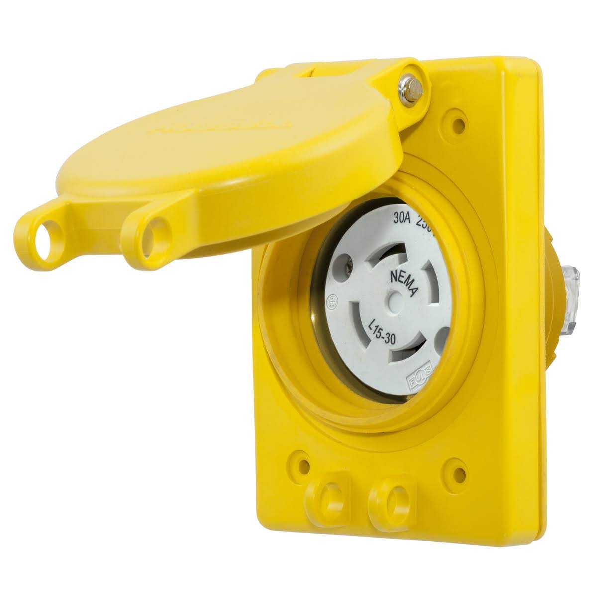 Watertight Locking Receptacle, 30, Yellow T67372