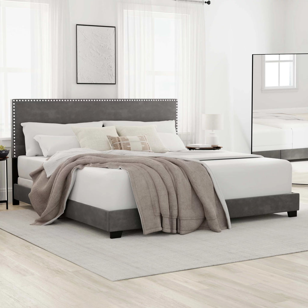 Charcoal Fabric Upholstered Queen Bed D6648