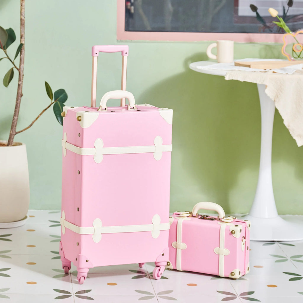 Vintage Hard Shell Suitcase Set with Spinner Wheels TSA Lock and Carry On Briefcase E300