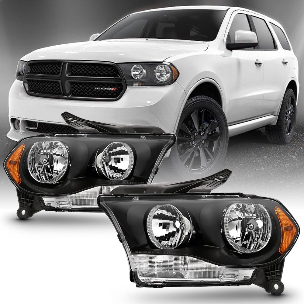 2011-2013 Dodge Durango Black Bezel Headlights Replacement Z6732