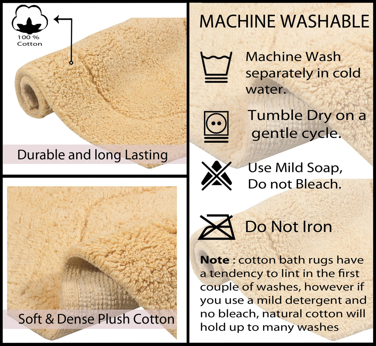 100% Cotton Tufted Non-Slip Bath Rug 24" x 40" J2049