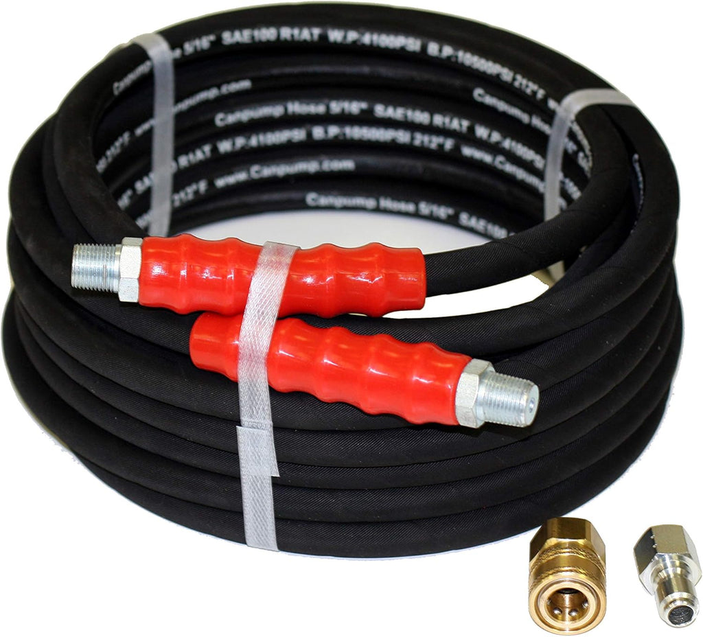 Pressure Washer Hose 4000 PSI Black 5/16 x 50 FT Pack of 2 F826006