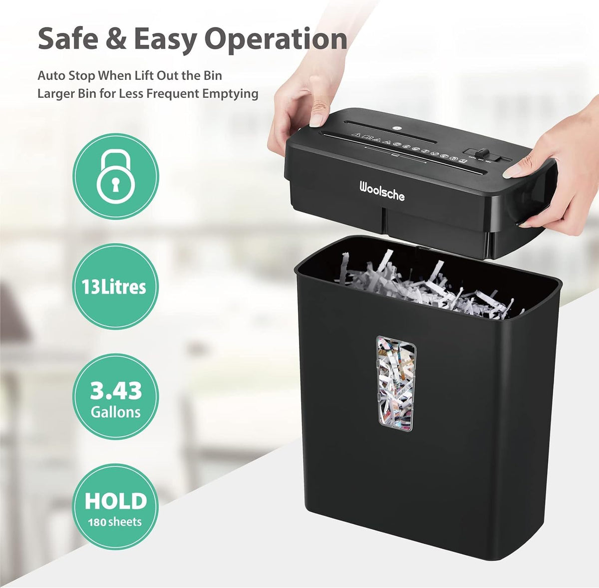 8-Sheet Cross Cut Paper Shredder with 3.43-Gallon Visible Bin, P-4 Security Level Y431