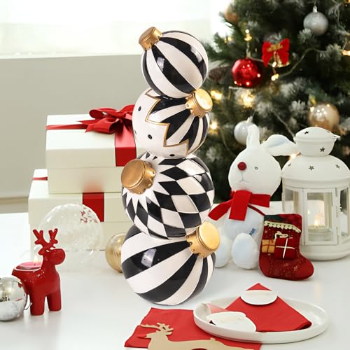 Black and White Checkered Resin Snowman Christmas Decorations Q547560