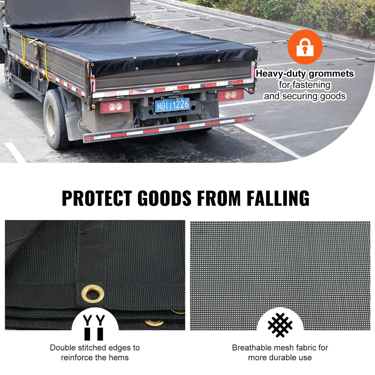 7 x 18 ft PVC 18oz Double Pockets Trailer Tarp E33945