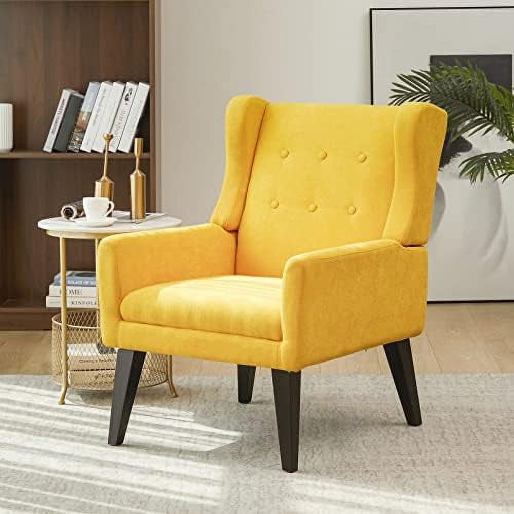 Yellow Upholstered Wingback Armchair X657