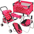 Pink Baby Doll Stroller with Crib Furniture Playset H645