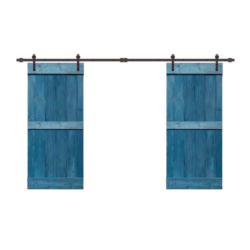 Sage Green Double Barn Door with Hardware Kit V4553