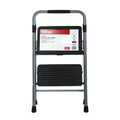 Gray & Black 2-Step Steel Foldable Step Stool D260787