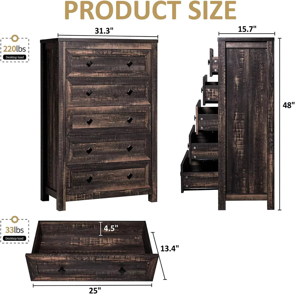 5 Drawer Wood Dresser X647