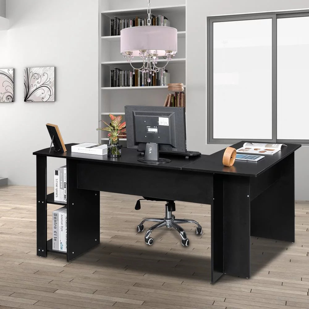 L-Shaped Computer Desk with Bookshelves W364566