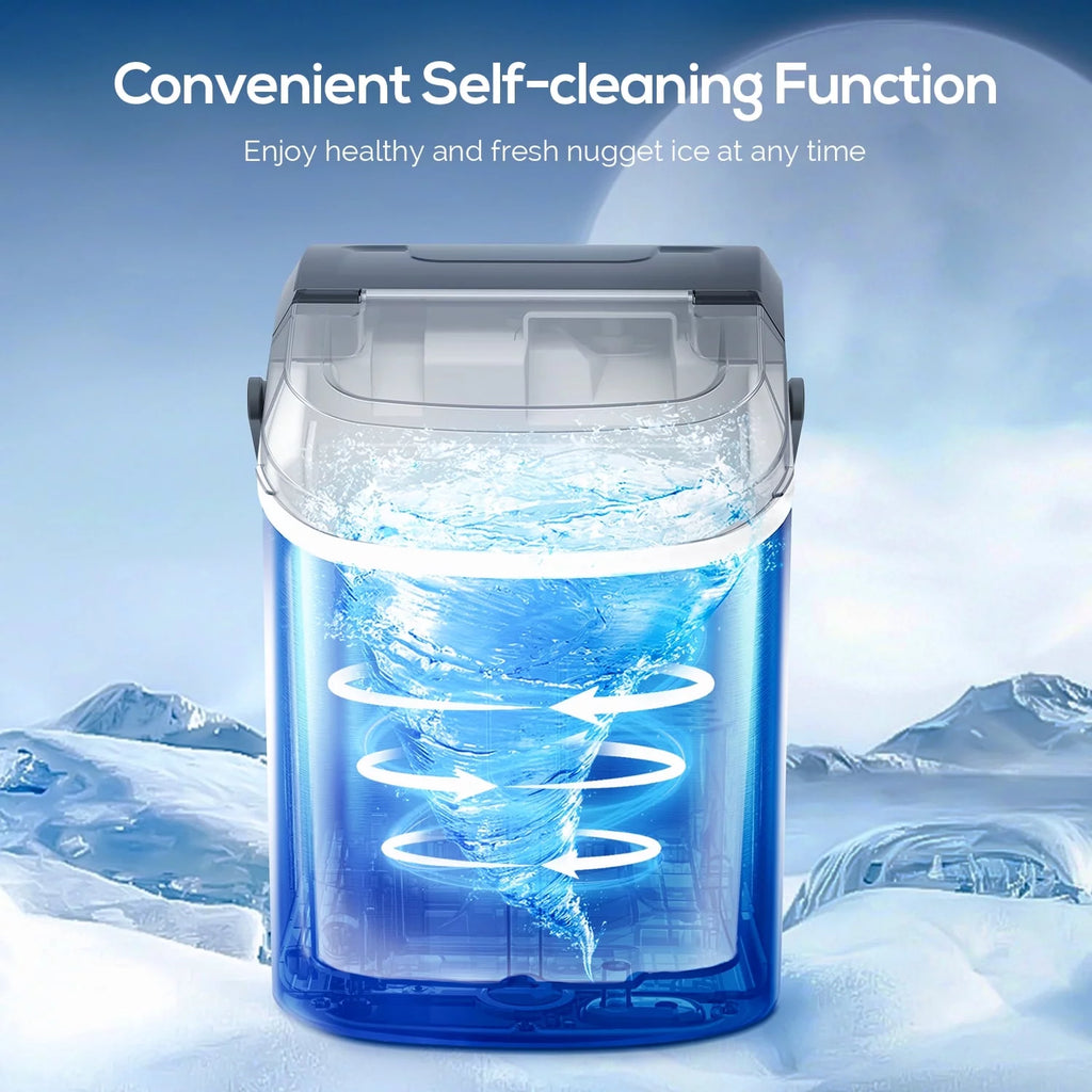 Portable Self-cleaning Nugget Ice Maker with Ice Scoop V684282