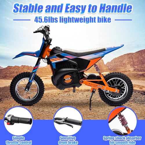 24V Electric Dirt Bike for Kids with Pneumatic Knobby Tires, Blue O31376