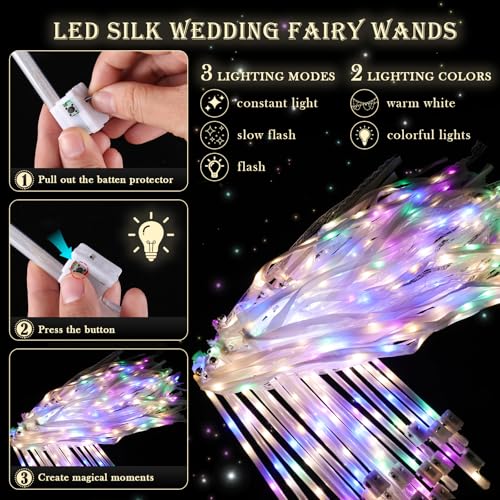 Light up Wedding Wands with Ribbons & Bells P3053