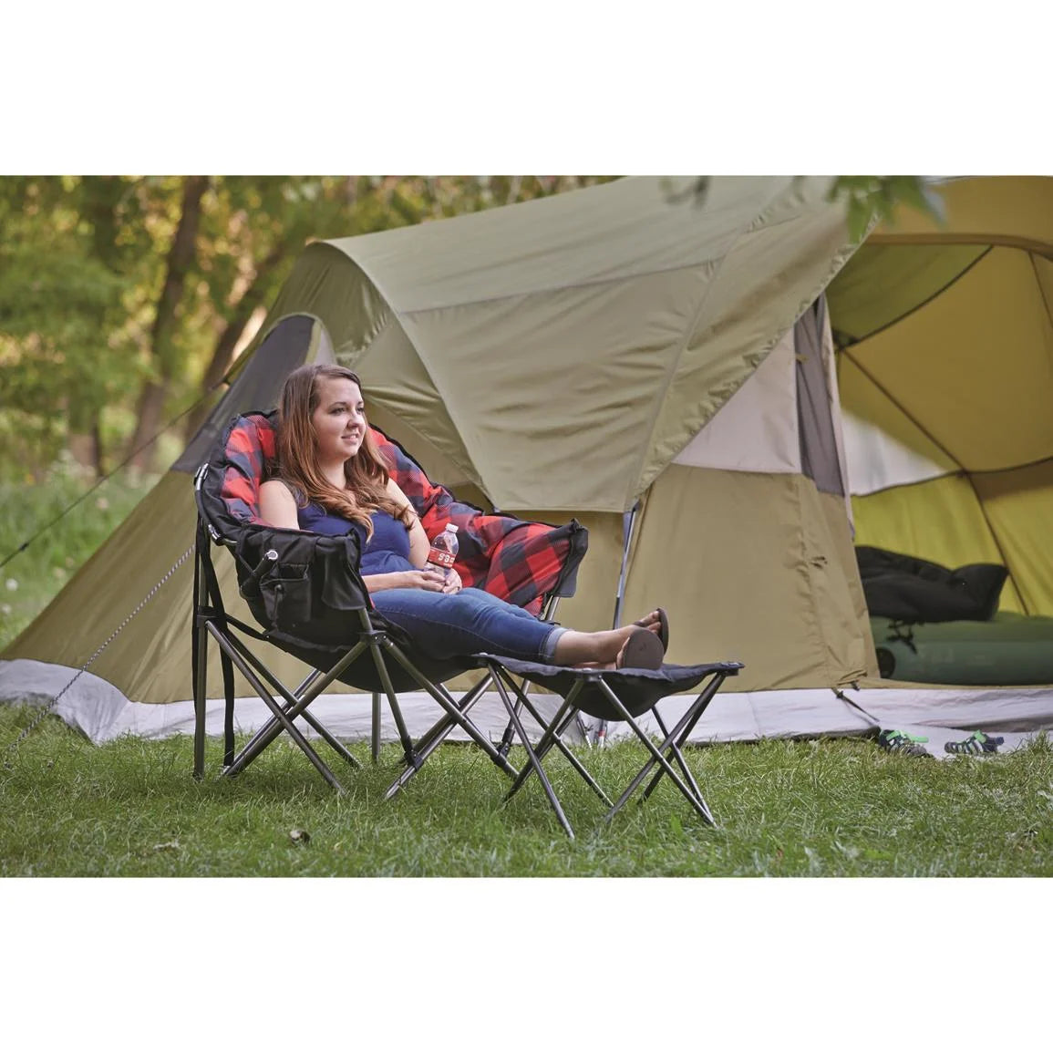 Oversized Folding Camping Chair with Padded Seats, 500-lb. Capacity Q128133