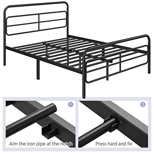 White Metal Twin Bed Frame with Headboard U42164
