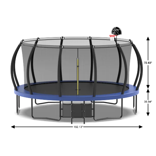 16FT Trampoline with Basketball Hoop and Safety Enclosure Net Y676