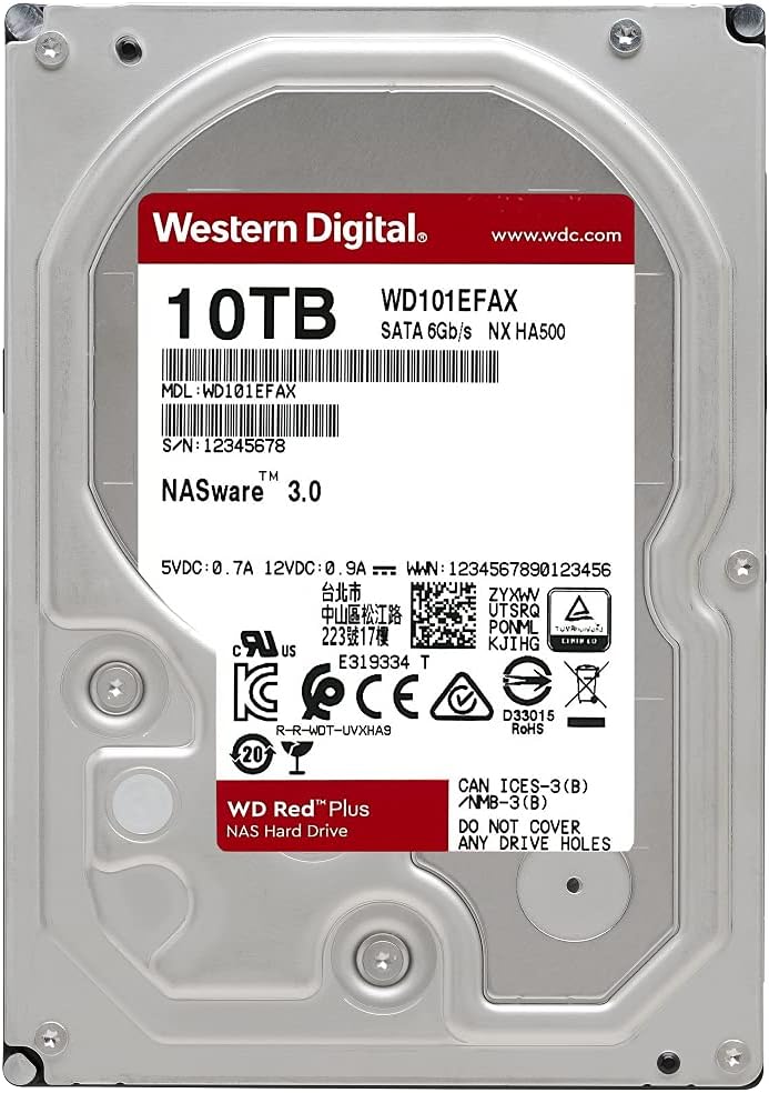 8TB WD Red Plus NAS Internal Hard Drive HDD - 5400 RPM, SATA 6 Gb/s, CMR, 256 MB Cache, 3.5 O32751