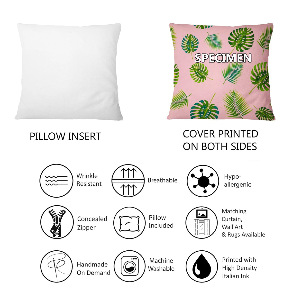 Black Boho Printed Throw Pillow J9170