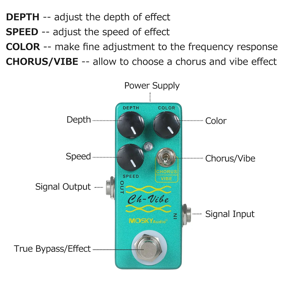 Mini Chorus/Vibe Guitar Effect Pedal Y618