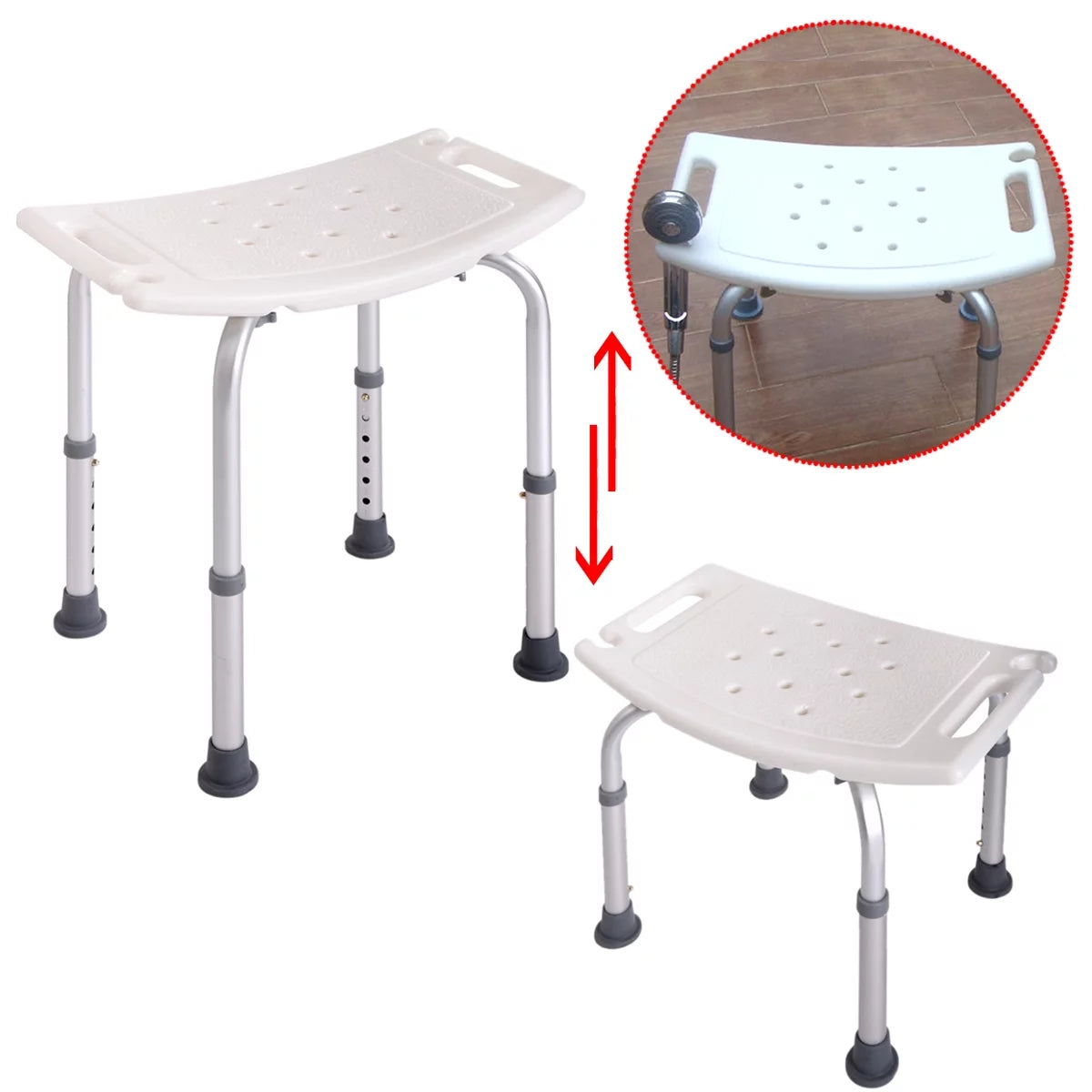 White 6 Adjustable Height Bath Shower Chair F90753