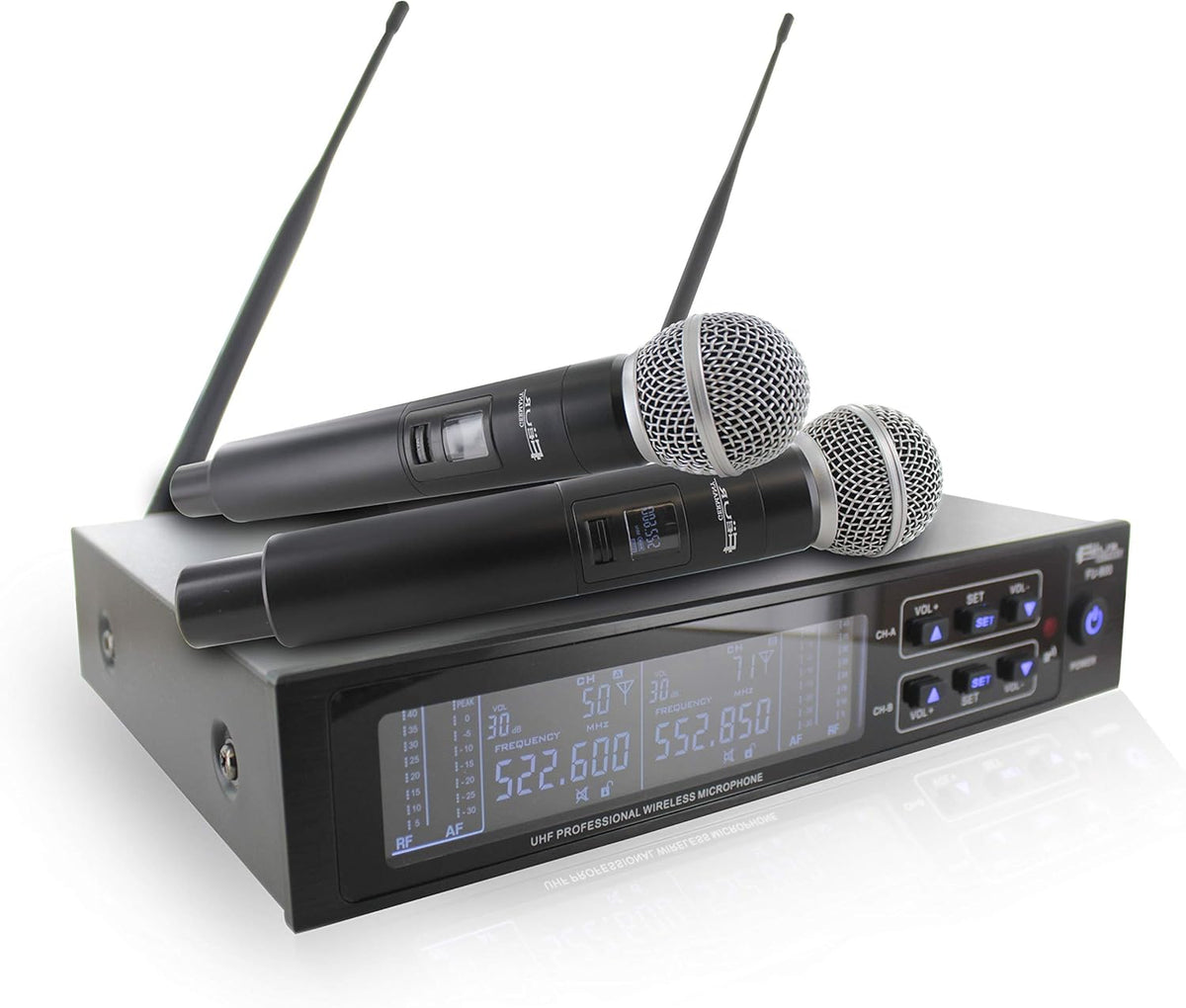 Dual UHF Dynamic Wireless Microphone System with 2 Handheld Microphone C94914