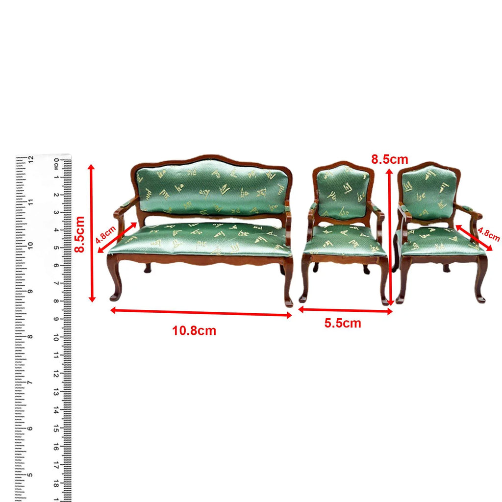 1:12 Scale 3Pcs Simulation Armchairs Sofa Chair F322334