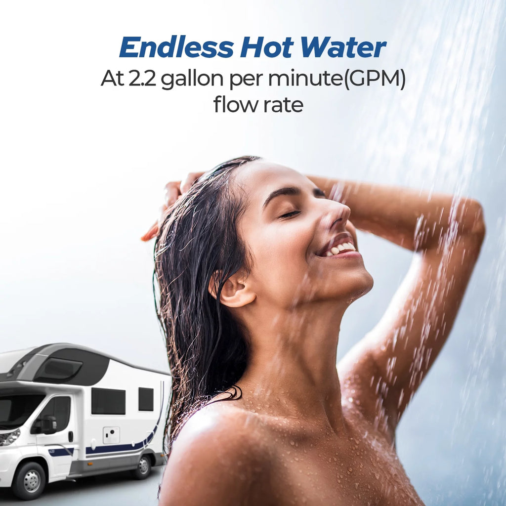 Tankless Propane RV Water Heater White 2.2 GPM 42,000 BTU J567